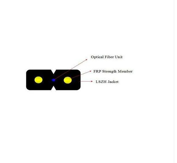 FTTH Drop Cable Indoor 1/2 cores Arco-tipo FRP/aço membro de resistência