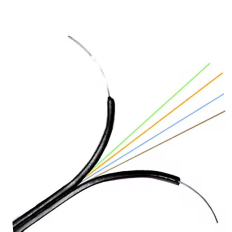 G657A 4 Núcleos FTTH Fibra Óptica Cabos Flat Cabos GJXH Força de aço Membro