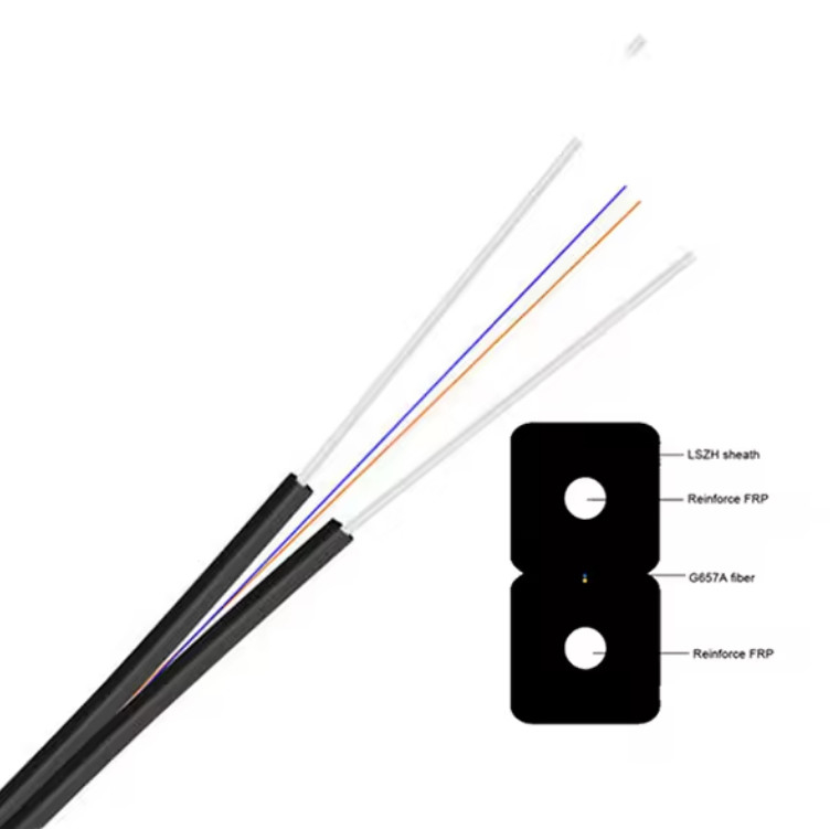 FTTH Drop Cable SingleMode 1-2 Cores GJXFH FRP Força Membro