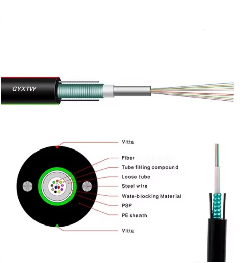 Cabos de fibra óptica blindados aéreos ao ar livre com núcleo G652D GYXTW 2-12