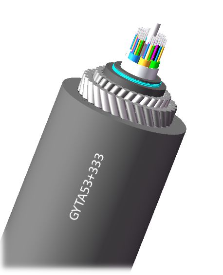 GYTA53+333 Cable de fibra óptica enterrado direto 2-144 núcleos Duplo fio de aço blindado